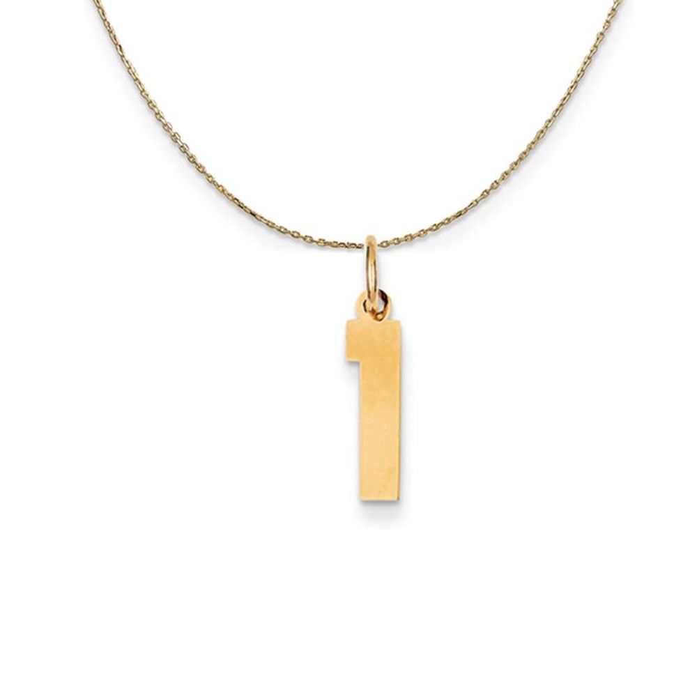 14k Yellow Gold, Athletic, Sm Polished Number 1 Necklace - 16 Inch